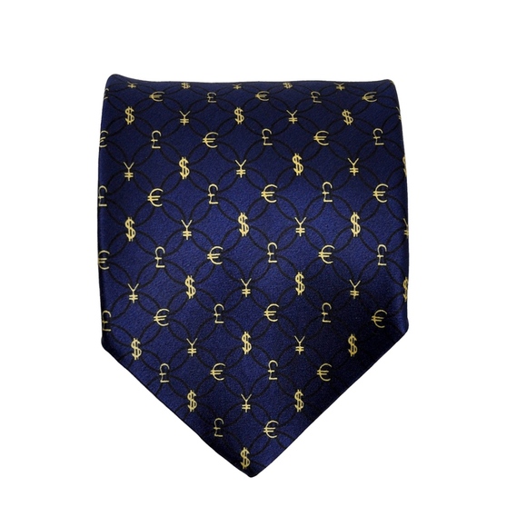 FRANGI Necktie Italy 100% Navy Silk MONEY - Picture 1 of 7